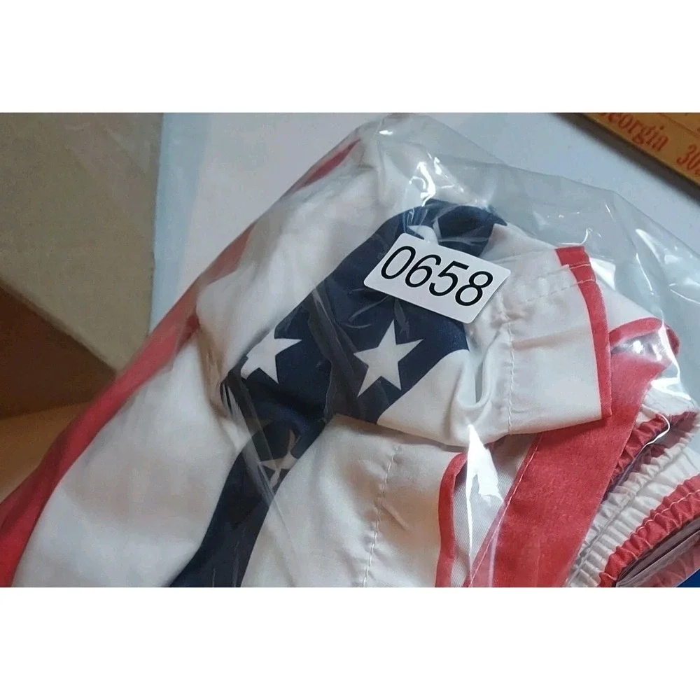 Free Planet Swim Trunks Mens XL Red White Blue Flag Lined DrawstringClassic...